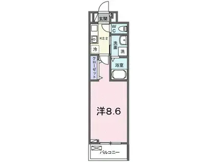 モーダ・フジ(1K/2階)の間取り写真