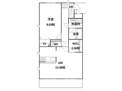 潮見FLAX 1LDK(1LDK/1階)の間取り写真
