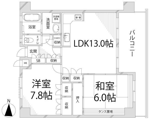 キャッスルコート御立(2LDK/6階)の間取り写真