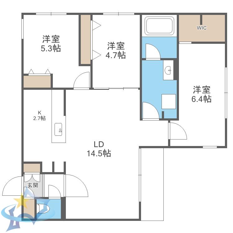 HIGH RESIDENCE YAMAHANA(3LDK/2階)の間取り写真