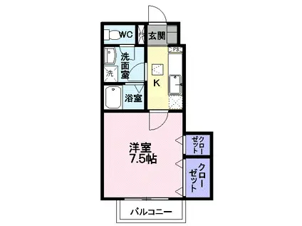 アン・フルールII(1K/1階)の間取り写真