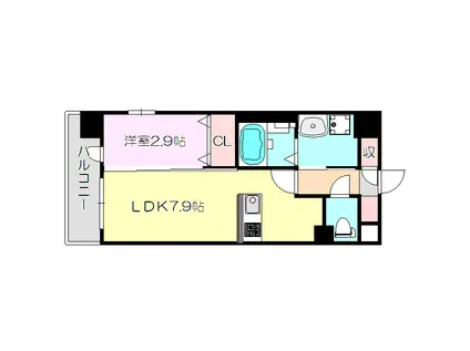 LUXE三国駅前(1LDK/3階)の間取り写真