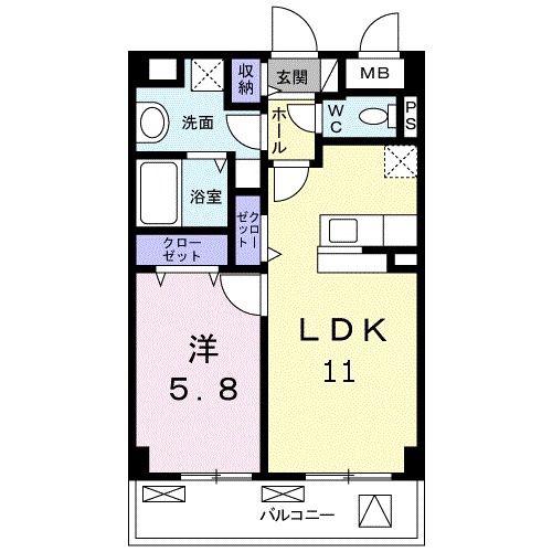 アンジェラ 天神橋(1LDK/1階)の間取り写真