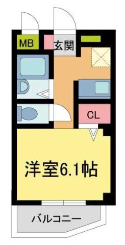 夙川ハイツAIOI(1K/2階)の間取り写真