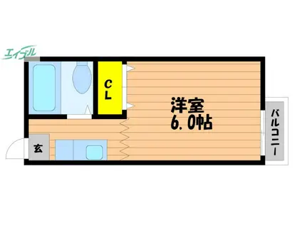 メゾンウィスパーII(1K/2階)の間取り写真