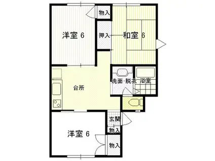 グリーンハイツII(3DK/1階)の間取り写真