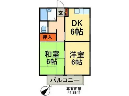 日暮ハイツ(2DK/1階)の間取り写真