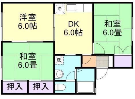 ドミール山田B棟(3DK/1階)の間取り写真