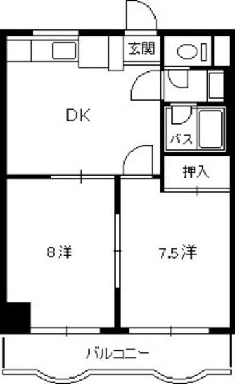 パティオ舟入(2DK/3階)の間取り写真