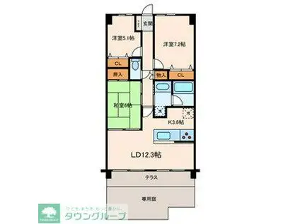 プライムスクエアー梅島(3LDK/1階)の間取り写真