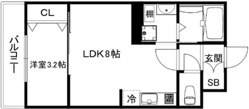 ソルテラス京都東寺HOMARE(1LDK/2階)の間取り写真