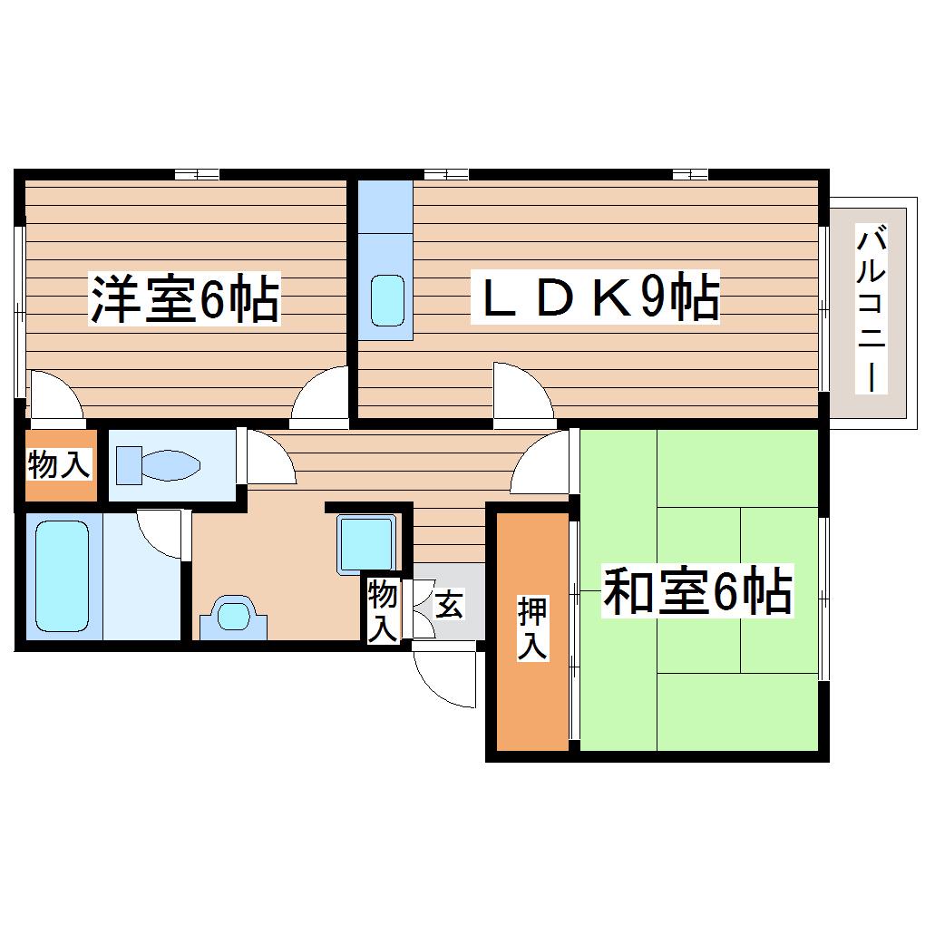 サンフォレスト上杉A(2DK/1階)の間取り写真