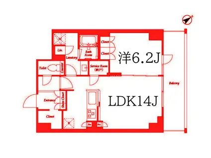 レックスガーデン横浜反町公園(1SLDK/5階)の間取り写真