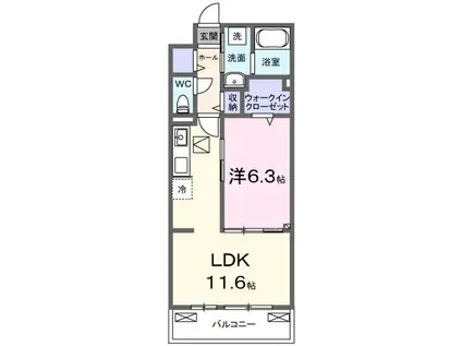 ヒカルサ西所沢(1LDK/1階)の間取り写真
