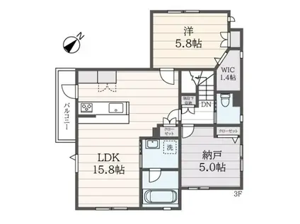 クレール・クール(1SLDK/3階)の間取り写真