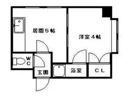 恵比寿第1ハイツ(1DK/3階)の間取り写真