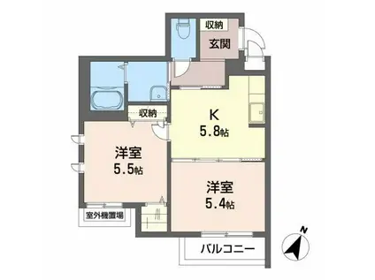 シャーメゾン砂押(2K/2階)の間取り写真