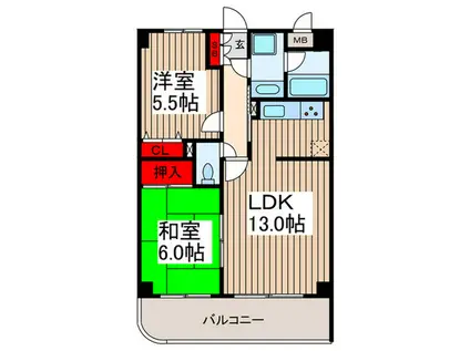 サニーハイツ(2LDK/1階)の間取り写真