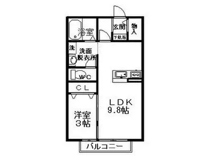 シャルム・大久保(1LDK/2階)の間取り写真