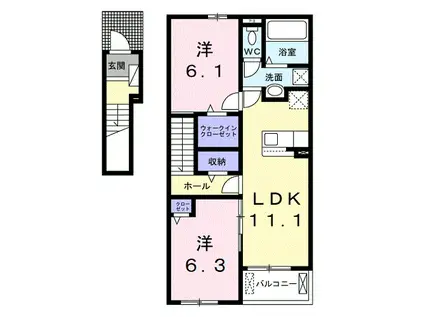 シャライム(2LDK/2階)の間取り写真