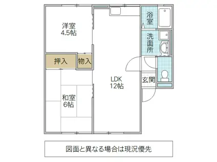 ファミールB棟(2LDK/2階)の間取り写真