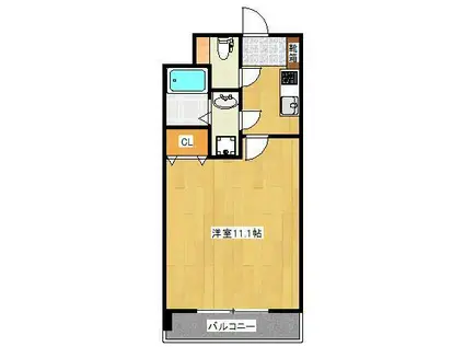 クロノス22上熊本(1K/10階)の間取り写真