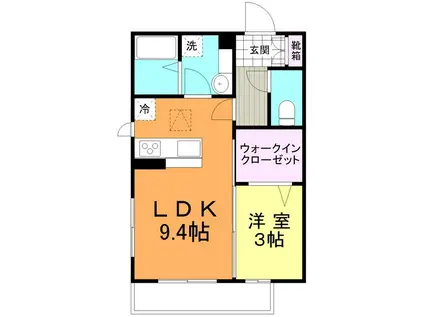 ブライト(1LDK/2階)の間取り写真