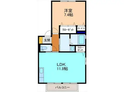 グランディール(1LDK/1階)の間取り写真