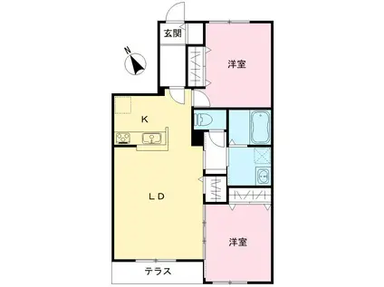 NOVガーデンハウス谷田部 FG棟(2LDK/1階)の間取り写真