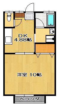 吉沢ハイツ(1DK/2階)の間取り写真