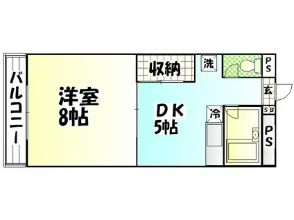 青木ビル(1K/3階)の間取り写真