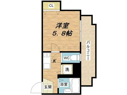 ディナスティー清水谷II(1K/8階)の間取り写真