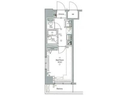 ヴォーガコルテ多摩川IV(1K/4階)の間取り写真