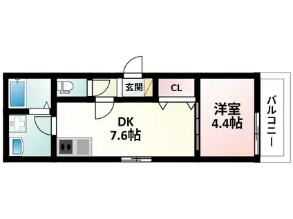 メゾンCOCO垂水(1DK/2階)の間取り写真