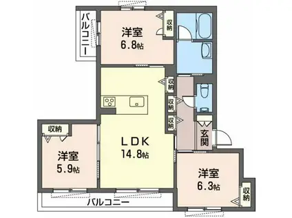 グラン ローザ(3LDK/3階)の間取り写真