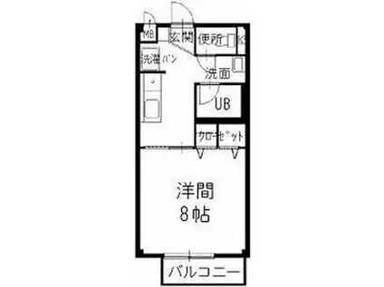 SURPLUS ONE 銀河A(1K/1階)の間取り写真