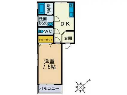 リベール(1DK/1階)の間取り写真