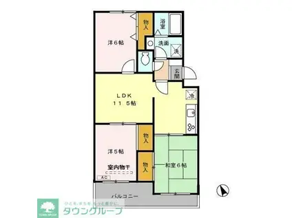 ヴァンベール神山Ⅱ(3LDK/3階)の間取り写真