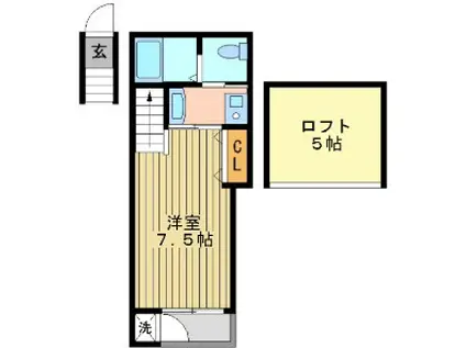 ハミングバード(1K/2階)の間取り写真