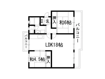 中山五月台13号棟(2LDK/4階)の間取り写真
