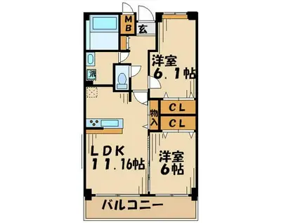 アビティ砧(2LDK/1階)の間取り写真