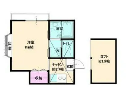 Sコート小手指(1K/1階)の間取り写真