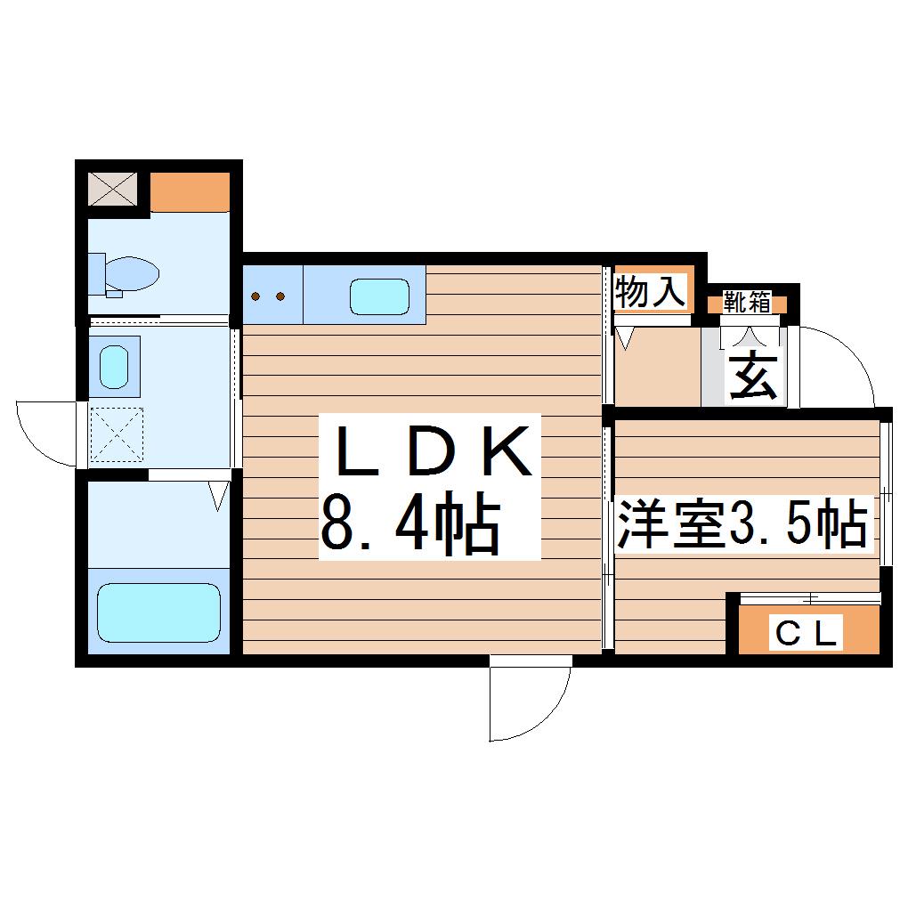 クリザンテーム(1LDK/1階)の間取り写真