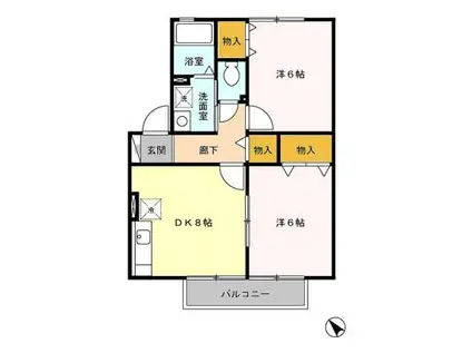 ラフィーネ(2DK/2階)の間取り写真