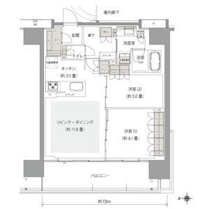 リニアゲートタワー名古屋(2LDK/9階)の間取り写真