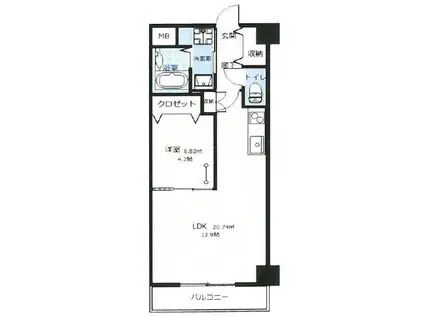 アークデュオ仙台宮町(1LDK/6階)の間取り写真