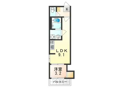 HAQ TERRACE(1LDK/2階)の間取り写真