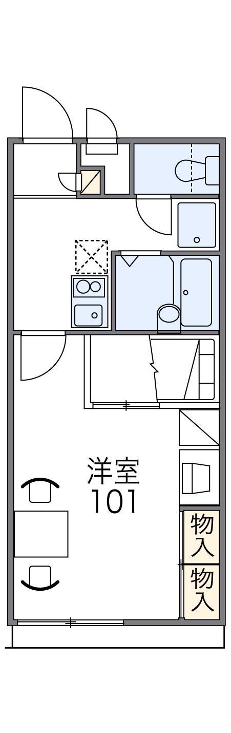 レオパレスリバーサイド 光(1K/2階)の間取り写真