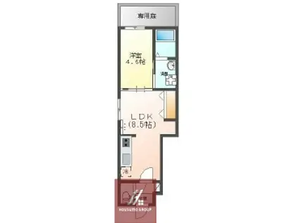 螢池中町アパート(1LDK/2階)の間取り写真