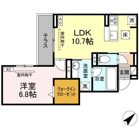 D RIVET 谷田(1LDK/1階)の間取り写真